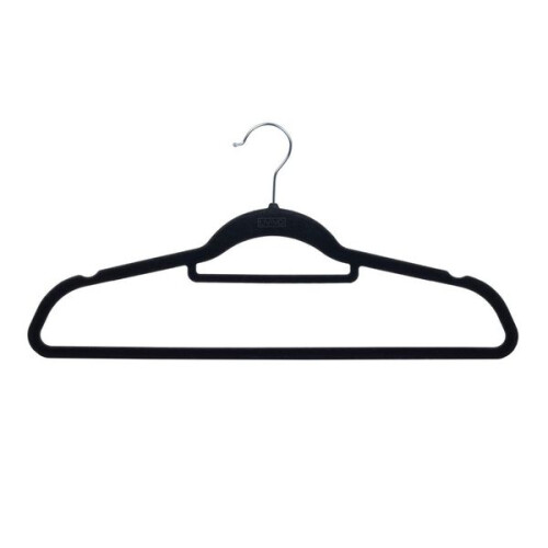 (Black) Pack of 50 Heavy-Duty Non-Slip Velvet Hangers