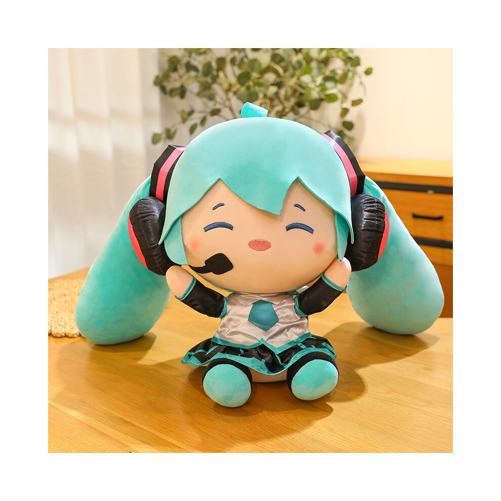 (Q, 35cm/13.77in) Hatsune Miku Cartoon Doll Cute Plush Toy Birthday Gift Classic And Q Edition