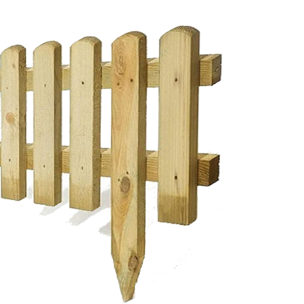 4Pcs Wooden Picket Fence Panels, Lawn Edging, Natural Picket Fence 6013427445495
