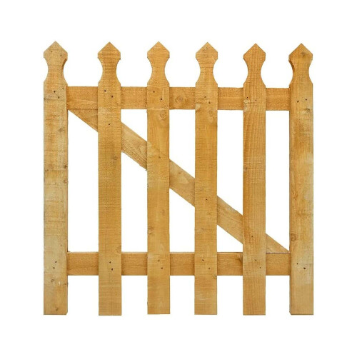 Wicket Picket Garden Wood Timber Gate, 3x3ft Garden Gate, Round Top ...