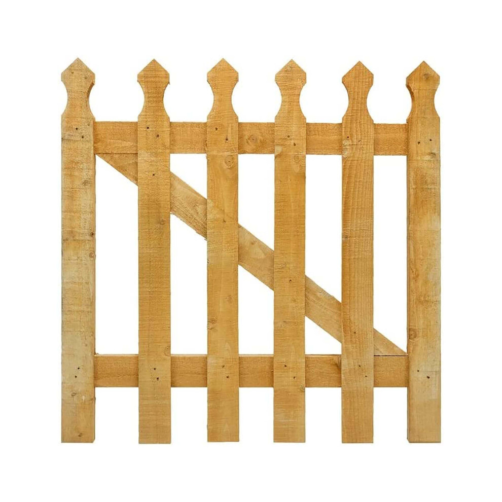 Wicket Picket Garden Wood Timber Gate, 3X3ft Garden Gate, Round Top Picket Gate 6013427445464