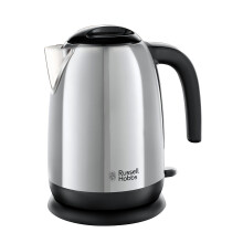 Russell Hobbs Stainless Steel & Black Electric 1.7L Cordless Kettle with black handle (Fast Boil 3KW, Removable washable anti-scale filter,) 23911