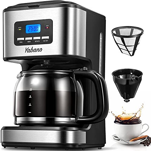 YabanoCoffeeMaker,FilterCoffeeMachinewithTimer,1.5LProgrammableDripCoffeeMaker,40minKeepWarm&Anti-DripSystem,900W