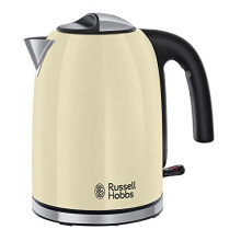 Russell Hobbs Cream Stainless Steel 1.7L Cordless Electric Kettle with black handle (Fast Boil 3KW, Removable washable anti-scale filter