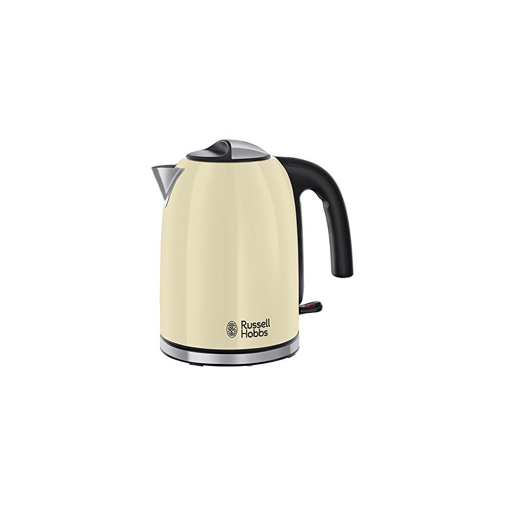 Russell Hobbs Cream Stainless Steel 1.7L Cordless Electric Kettle, Black Handle, 3KW Fast Boil, Anti-Scale Filter - 20415-image-OPC-PDN6ZNY-NEW