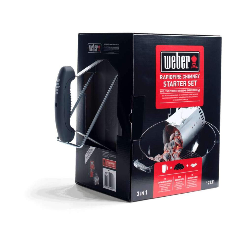 Weber Rapidfire? Barbecue Chimney Starter Set | Aluminium BBQ Fire Starter Set | Charcoal Briquettes and Firelighters Included |