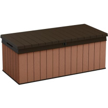 Keter Darwin 380L Outdoor Garden Furniture Storage Box Brown Evotech+ Wood Look and Feel | Fade Free | All Weather Resistant | Safe and Secure