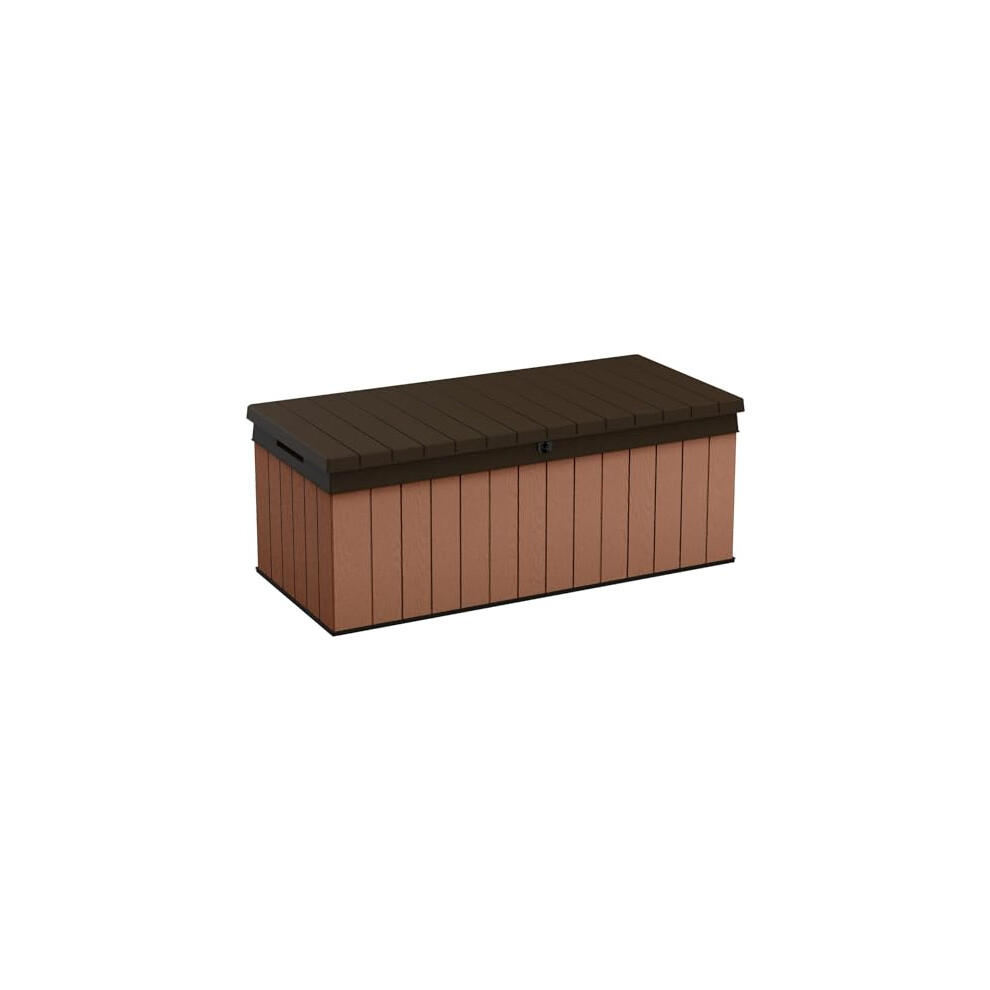 Keter Darwin 380L Outdoor Garden Furniture Storage Box Brown Evotech+ Wood Look and Feel | Fade Free | All Weather Resistant | Safe and Secure