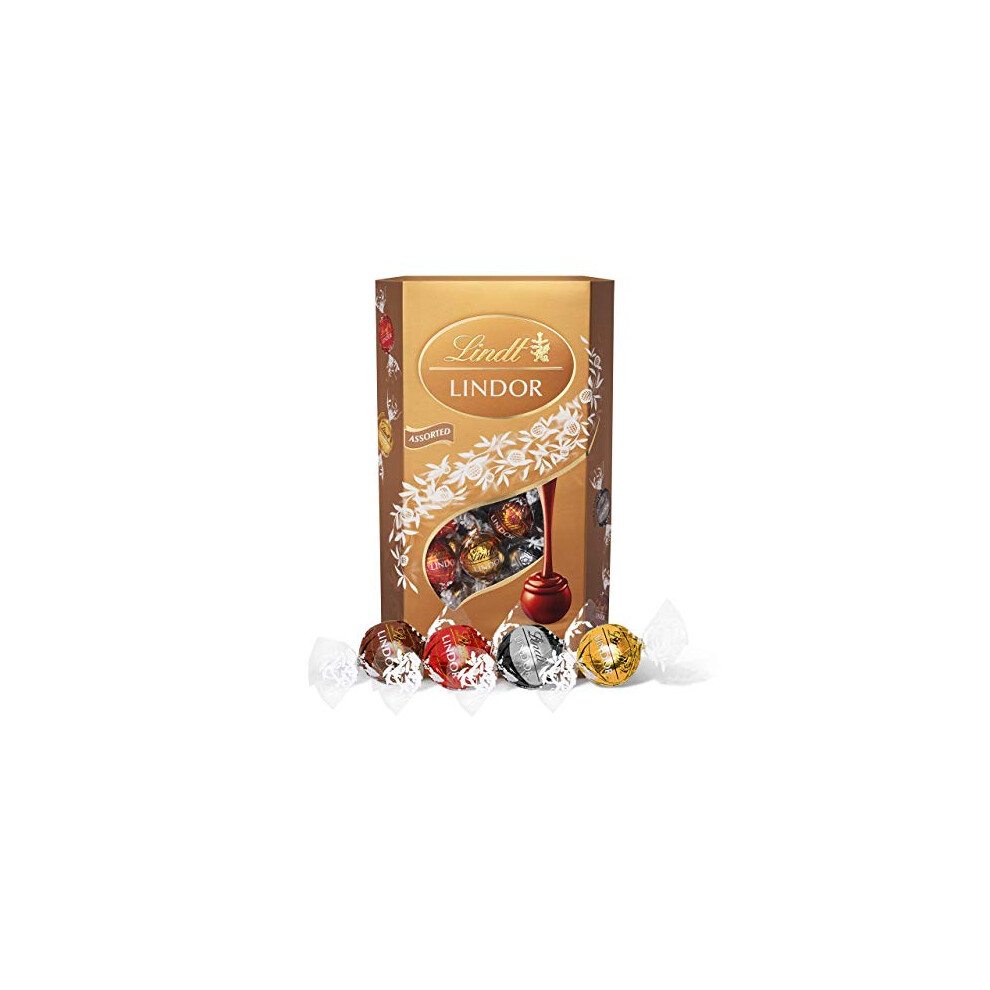 Lindt Lindor Assorted Chocolate Truffles Extra Large 600G (About 48 Balls) - Milk, White, Dark & Hazelnut - 598028