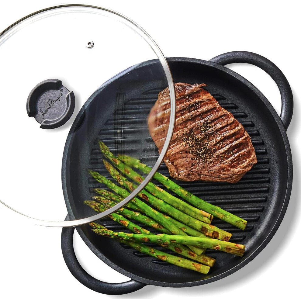 Jean-Patrique The Whatever Pan Cast Aluminum Griddle Pan For Stove Top - Lighter Than Cast Iron Skillet Pancake Griddle With Lid