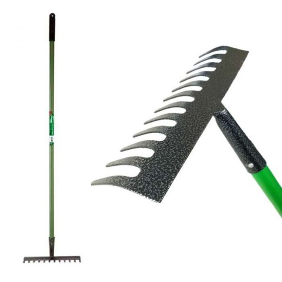 12 Teeth Heavy Duty Garden Leaf Rake Hand Tool, Carbon Steel Rake