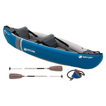 Kit avventura per canoa gonfiabile Sevylor - robusto kayak pieghevole per 2 persone, incluse 2 pagaie, pompa a pedale, 314 x 88 cm