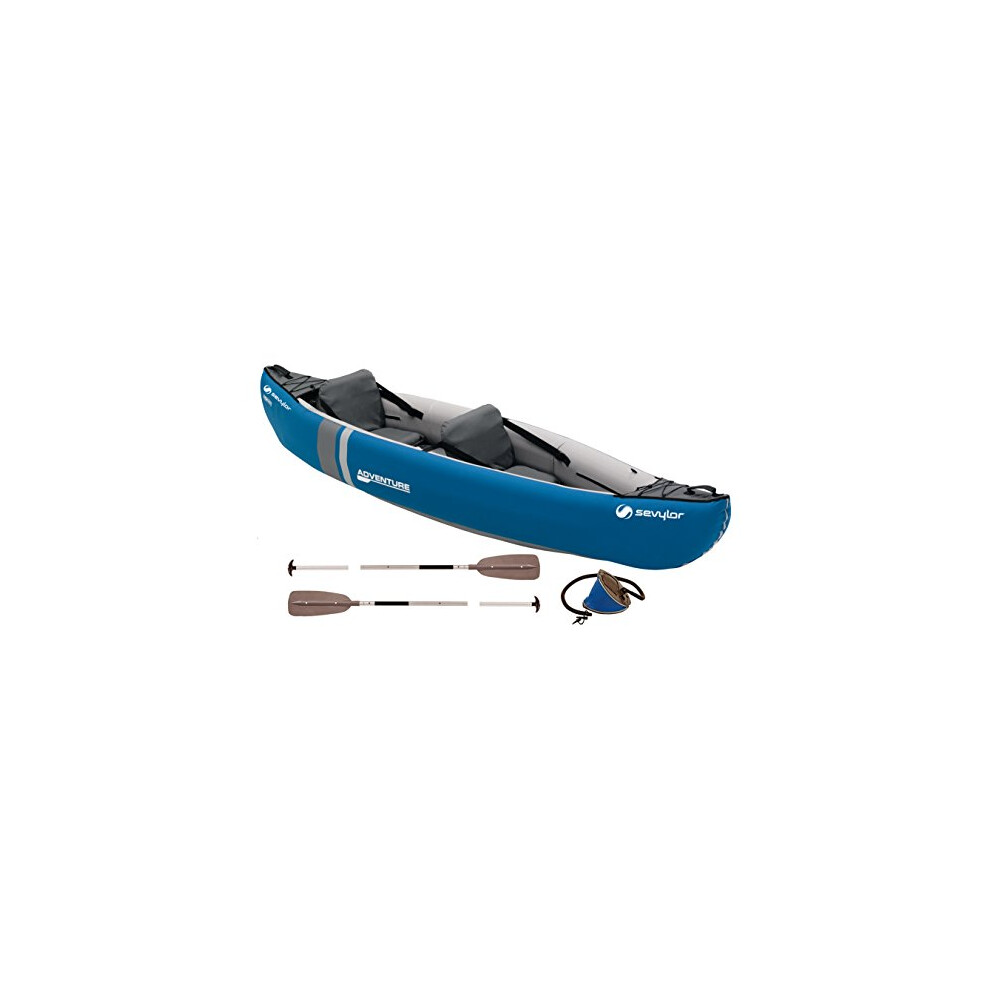 Sevylor inflatable canoe Adventure Kit - robust 2 person folding kayak incl. 2 paddles, foot pump, 314 x 88 cm