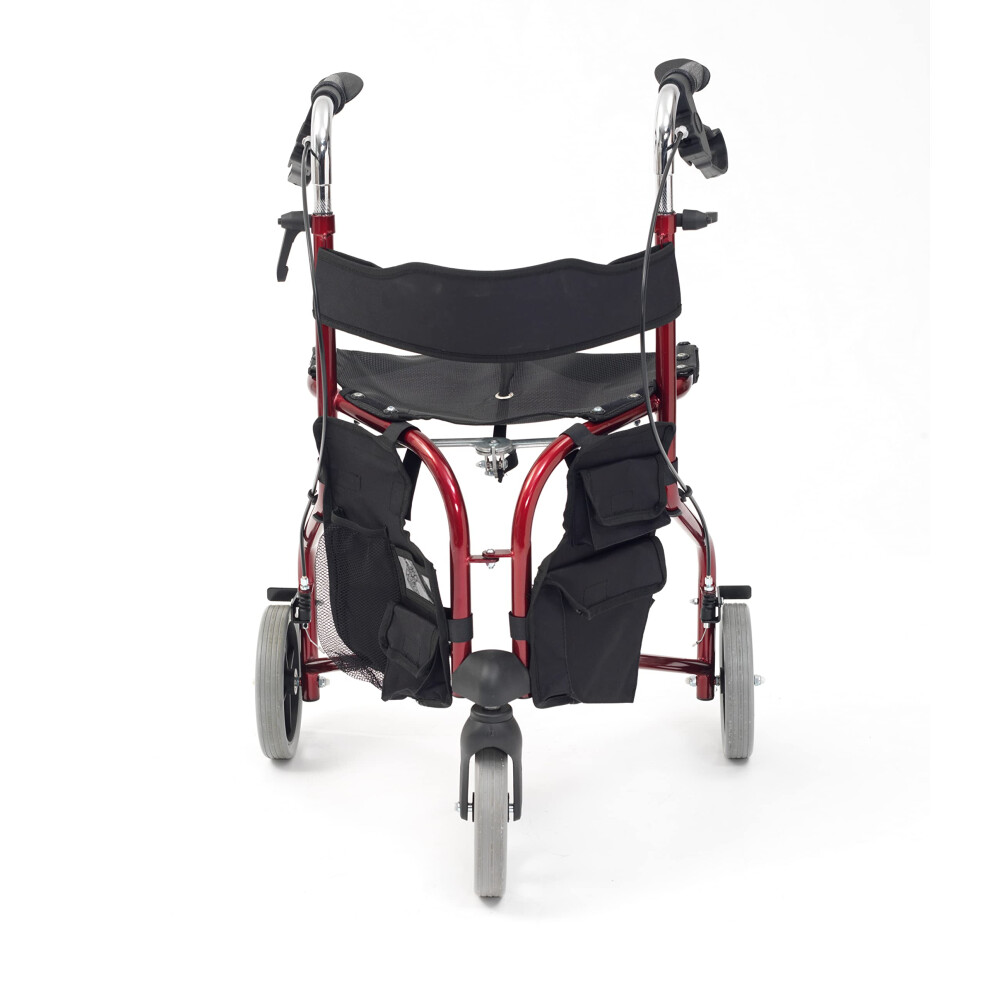 Drive-Devilbiss-Healthcare Red Drive Devilbiss Healthcare Tri-Walker Walking Aid With Seat And Backrest,