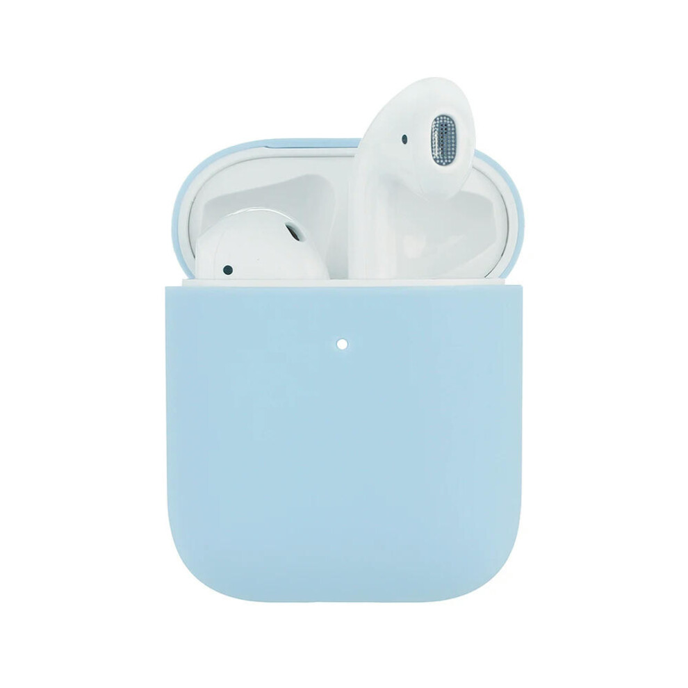 (light blue, airpods1 and 2) Soft Silicone Case Earphones for Apple Airpods case Bluetooth Wireless Earphone Protective Cover Box for Airpods Ear Pods