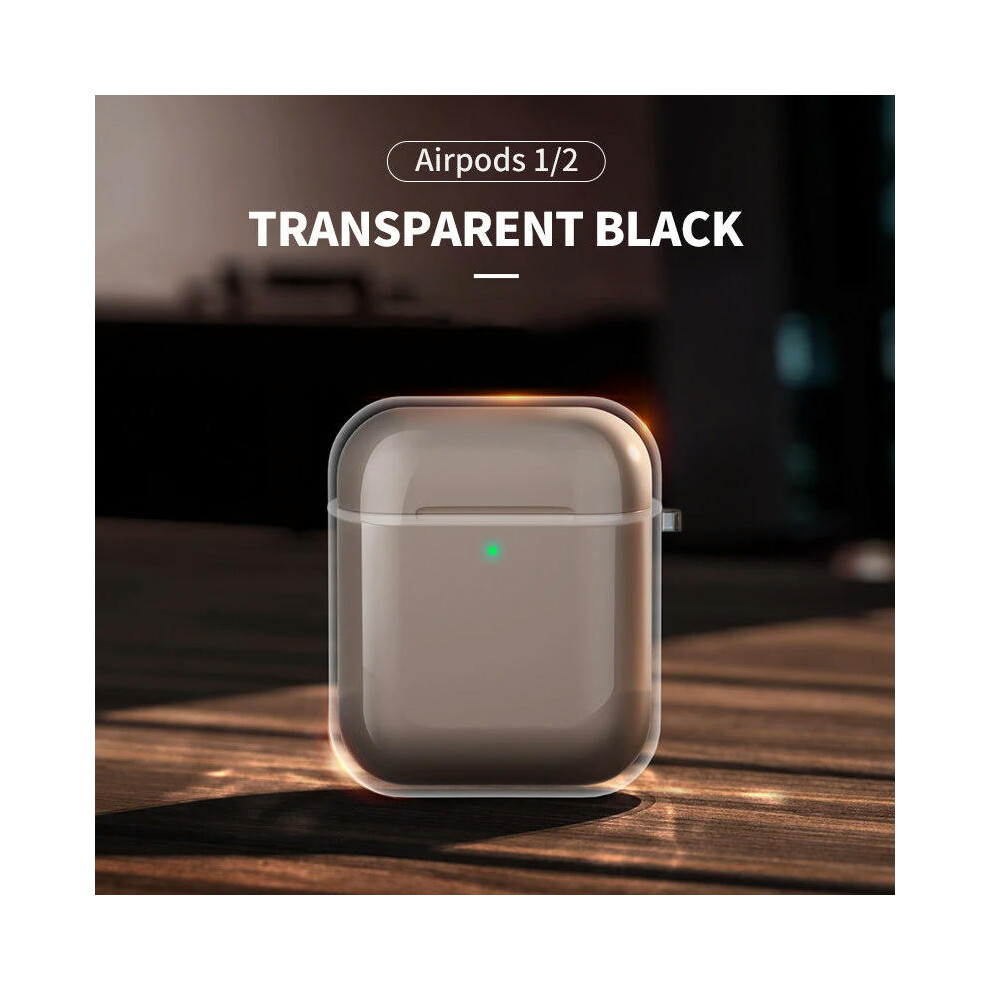 (Black AirPods 1-2) TPU Transparent Earphone Case for AirPods 1/2/3 Pro Gen Cover Case Earmuffs Anti-Scratch AirPods Protective Case