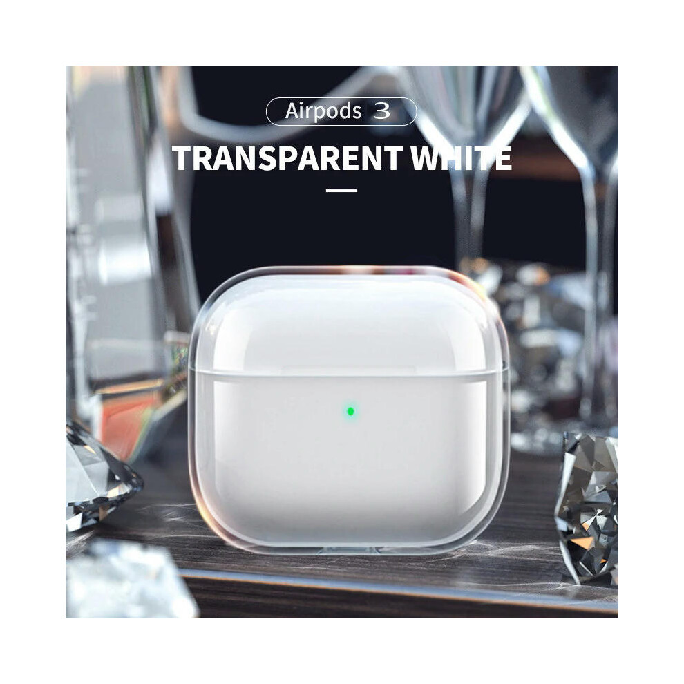 (White AirPods 3) TPU Transparent Earphone Case for AirPods 1/2/3 Pro Gen Cover Case Earmuffs Anti-Scratch AirPods Protective Case