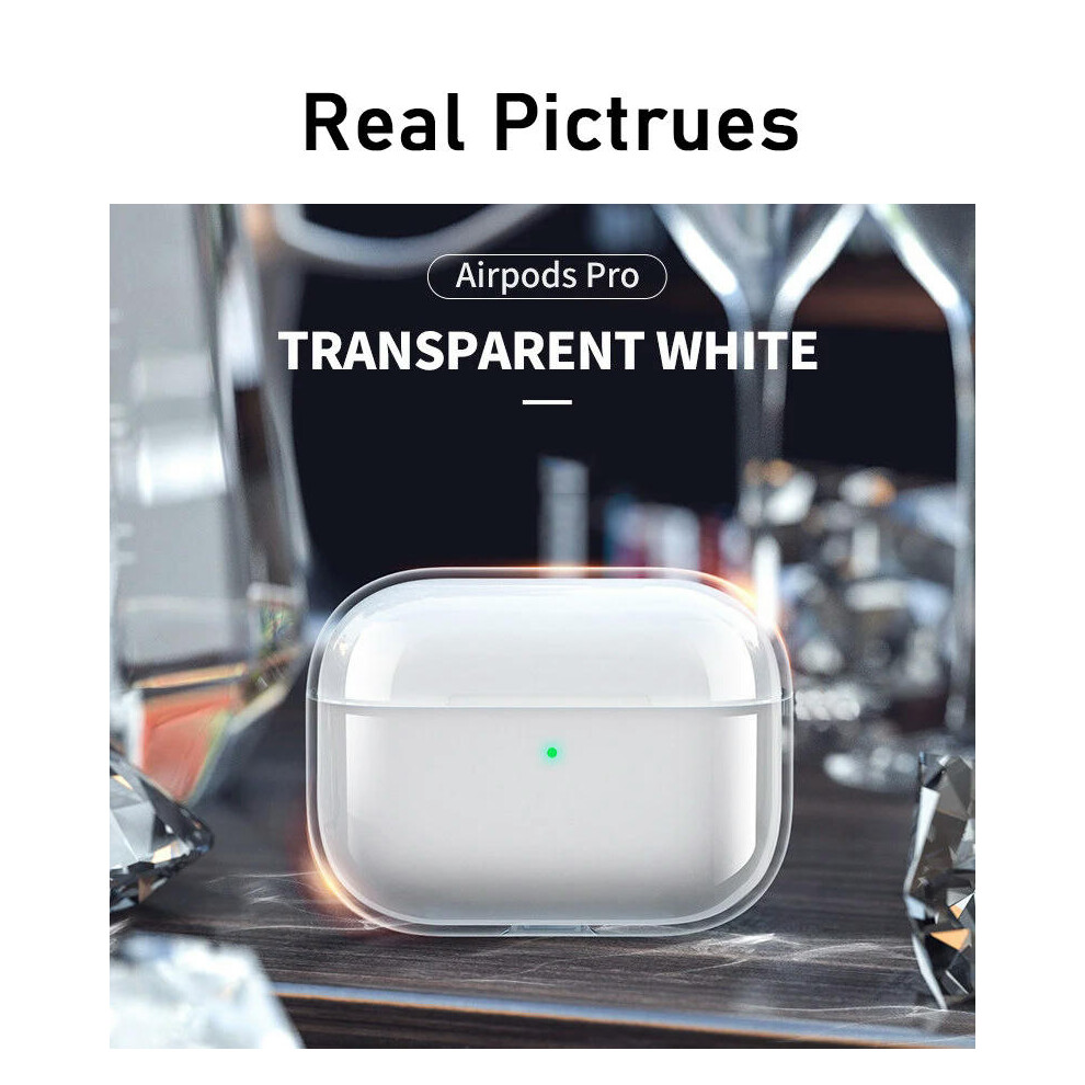 (White AirPods Pro) TPU Transparent Earphone Case for AirPods 1/2/3 Pro Gen Cover Case Earmuffs Anti-Scratch AirPods Protective Case