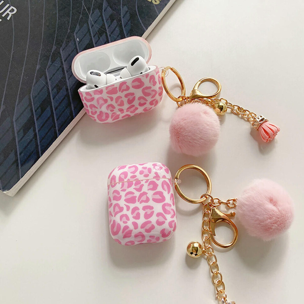 (Pink, airpods pro) Plush ball Pendant Protector for Apple Airpods 1 2 3 Wireless Earphone Silicone Protector for Airpods Pro 2 Earphone Soft Case