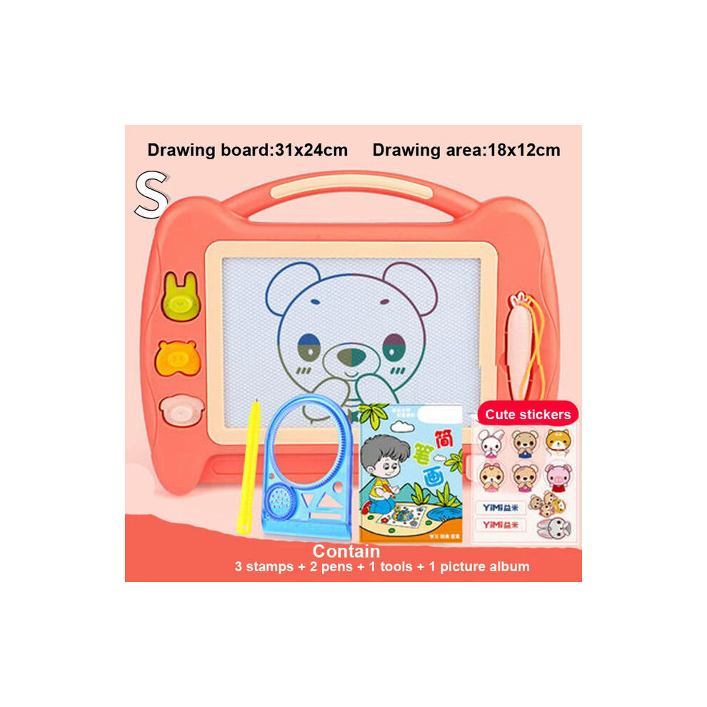 (S orange) Kids Big Size Erasable Magnetic Writing Drawing Painting Board Set Montessori Educational Toys Baby Graffiti Board Drawing Tools