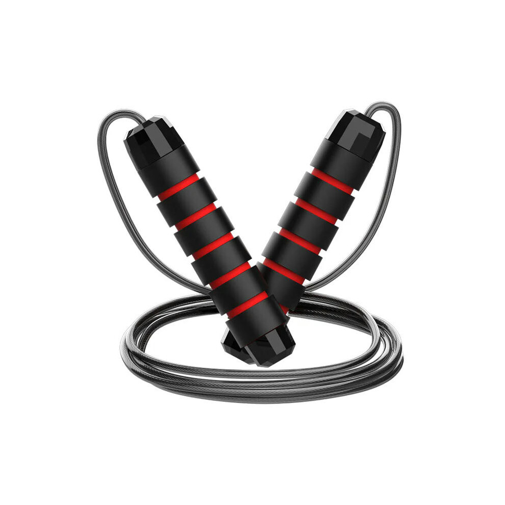 (Red) Rapid Speed Jump Rope Steel Wire Skipping Rope Exercise Adjustable Jumping Rope Fitness Workout Training Home Sport Equipment