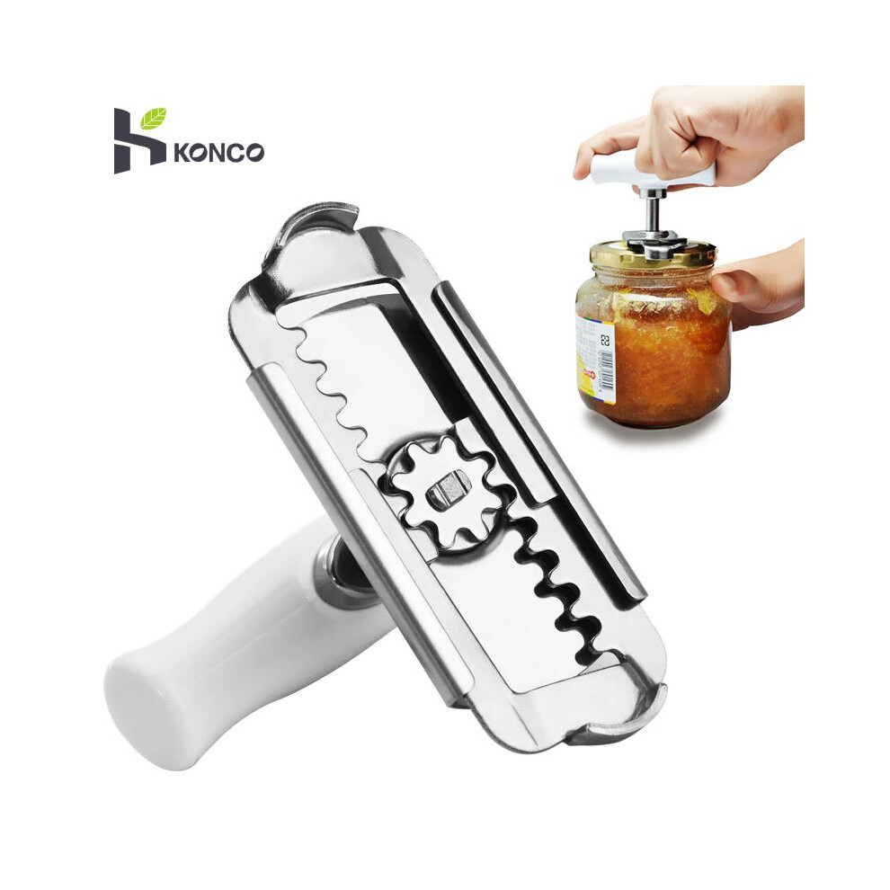 KONCO Adjustable Jar Opener Stainless Steel Lids off Jar Opener Bottle Opener Can Opener for 1-4 inches