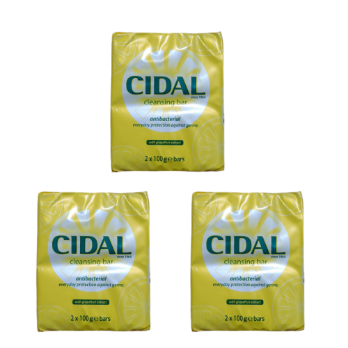 6 x 100g CIDAL Antibacterial Soap Cleansing Bar With Grapefruit Extract