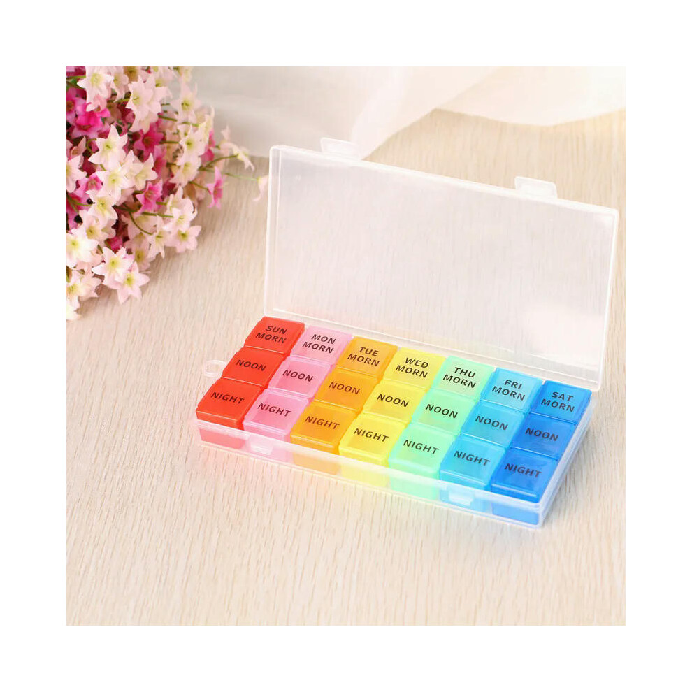 Weekly 7 Days 21 Pill Medicine Box Drug Tablet Independent Lattice Pill Storage Box Supplements Vitamins Pill Case