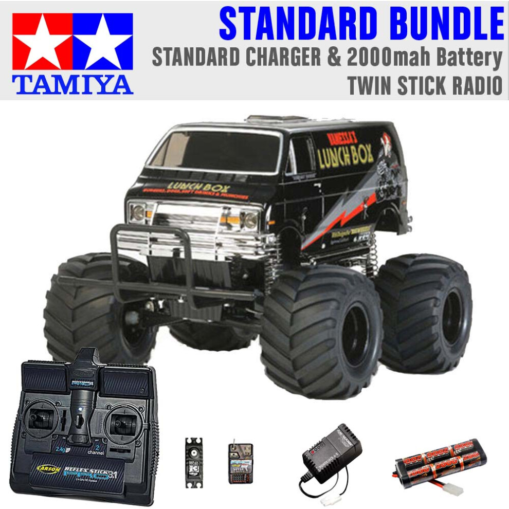 TAMIYA RC 58546 Lunch Box Black Edition 1:12 Standard Stick Radio Bundle