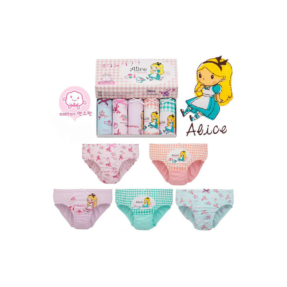 (Alice, 80(9-11Y)) 5Pcs/Box Cartoon Disney Frozen Girls Underwear Cotton Baby Girl Briefs Panties For 1-14Y