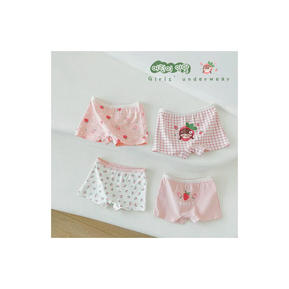 (115-Strawberry girls, 110) 2-11T Baby Girls Cotton Underwear Soft Shorts Kids Boxer Briefs Panties 4pcs/pack