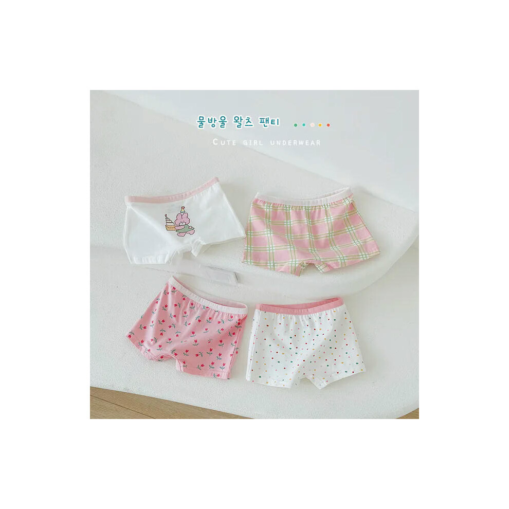 (108-Polka dancing, 150) 2-11T Baby Girls Cotton Underwear Soft Shorts Kids Boxer Briefs Panties 4pcs/pack