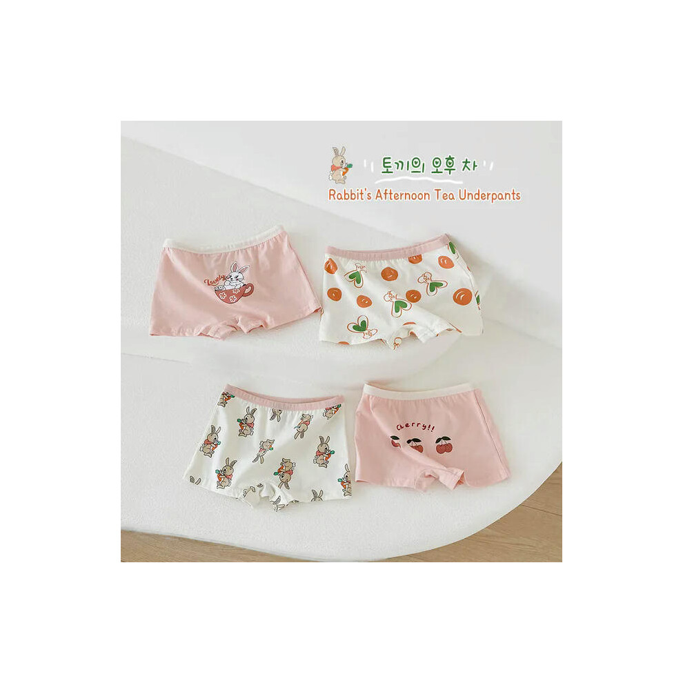 (110-Tea time, 130) 2-11T Baby Girls Cotton Underwear Soft Shorts Kids Boxer Briefs Panties 4pcs/pack