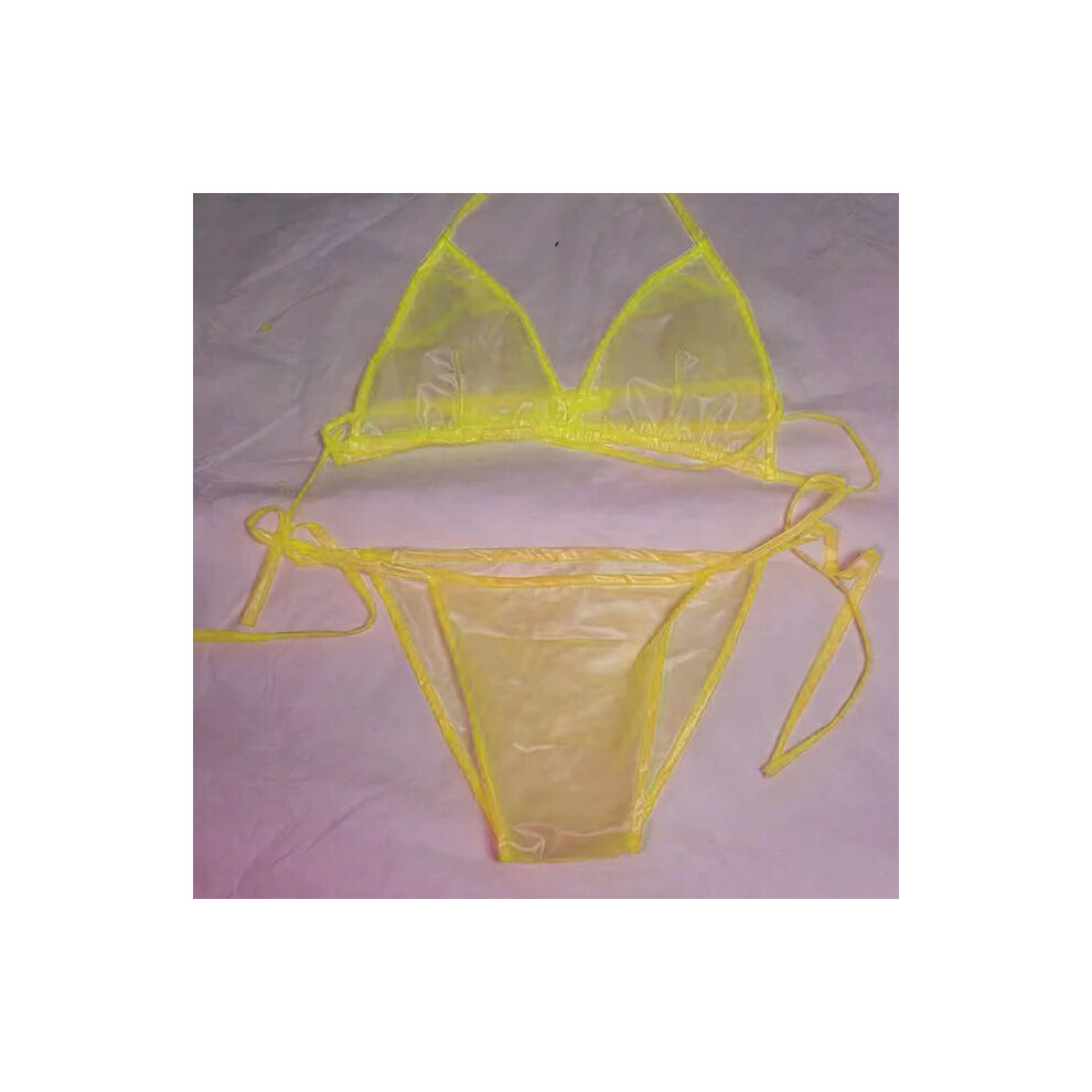 (A4, XXL(80-90KG)) PVC Plastic Transparent Bra Underwear Suit Adult Sexy Lace Panties Glass Pants Clear Lingerie Set Non Disposable