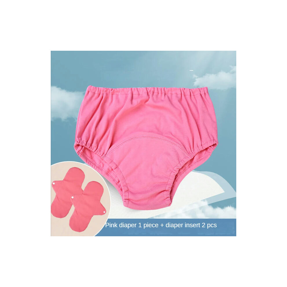 (pink L) Elderly Adult Cloth Diaper Incontinence Underwear Leak-proof Bedwetting Paralysis Diapers Non Disposable Pants