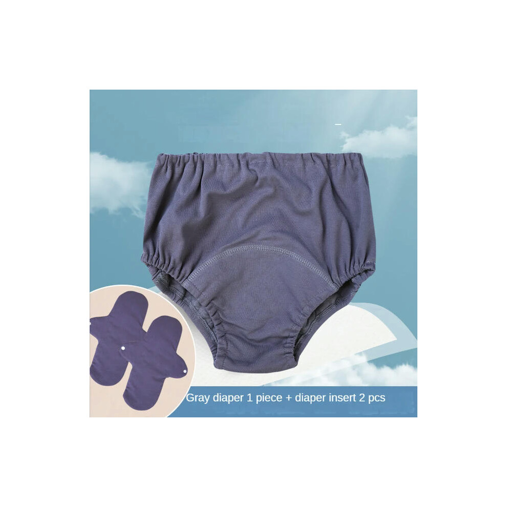 (gray L) Elderly Adult Cloth Diaper Incontinence Underwear Leak-proof Bedwetting Paralysis Diapers Non Disposable Pants