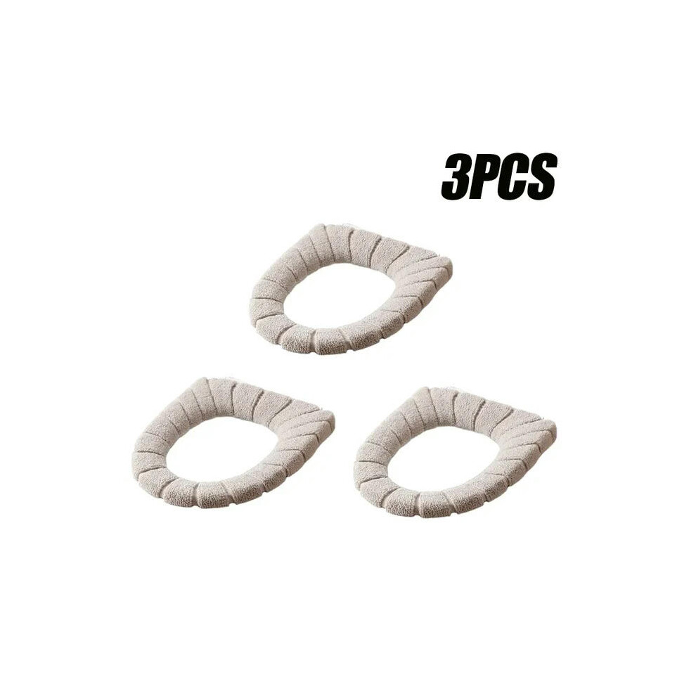 (Beige 3PCS) 20PCS Toilet Seat Cushion Household Winter Thickened Plush Toilet Seat Cushion Toilet Seat Warmer Seat Cushion Toilet Seat Cover