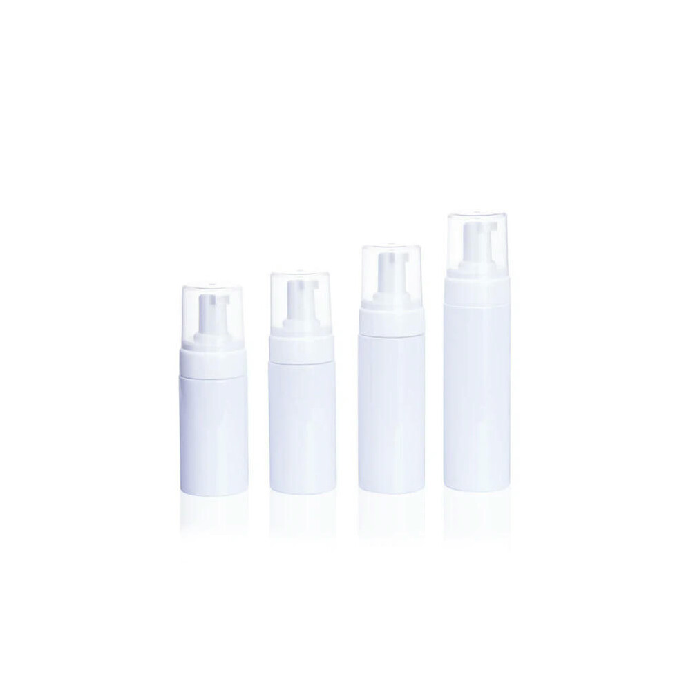 (50ml, White bottle) 12Pcs 30/50/60/80/100/150/200ml Refillable Travel Portable Foaming Bottle Foam Pump Bottles Lotion shampoo Dispenser Containers