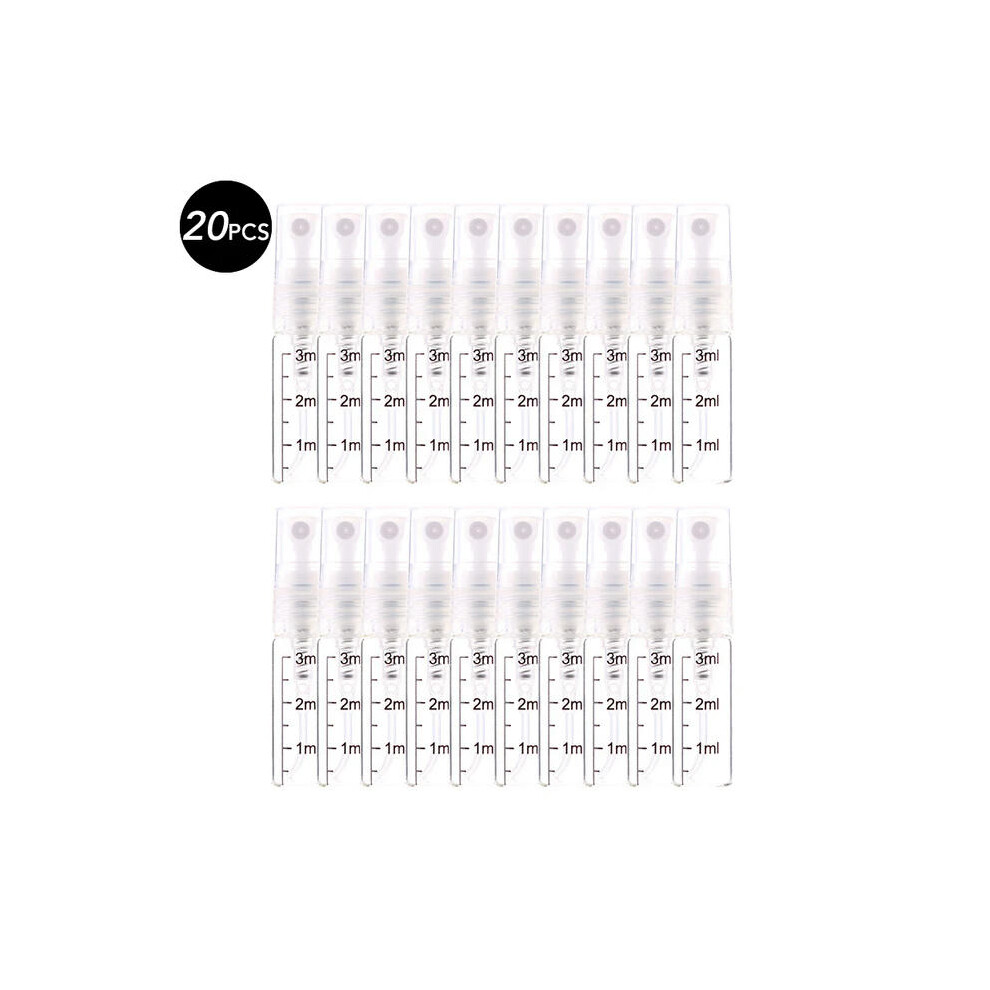 (20pcs 3ml marks) 10/20/50PCS 3ml 5ml 10ml Perfume Refillable Spray Bottle Portable Glass Atomizer Container Small Sample With Dispenser Tool