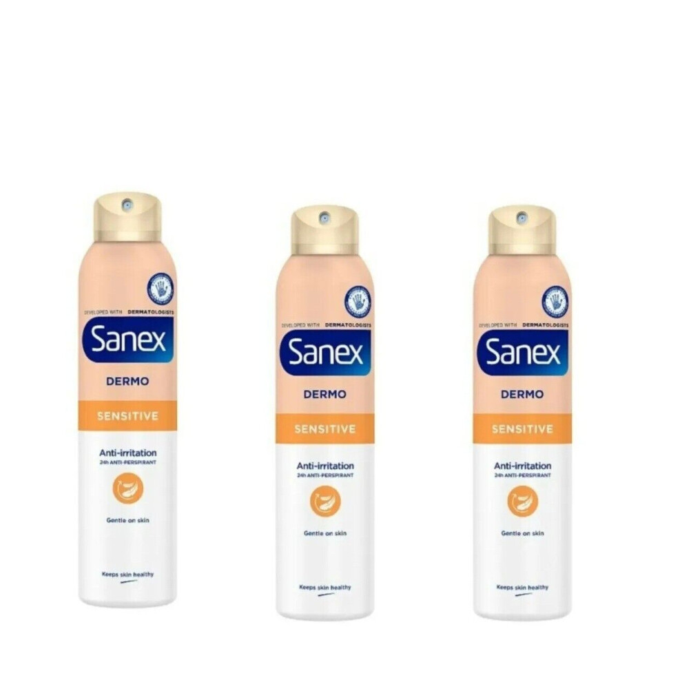 3 x 250ml Sanex Dermo Sensitive Spray 24h Anti-Perspirant Deodorant