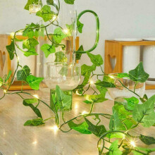 (2M 20LED) LED Solar Powered Ivy Fairy String Lights Garden Outdoor Leave Wall Fence Lights