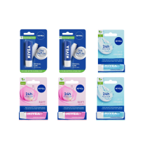 6 x 4.8g Nivea Original Care, Hydro Care, Soft Rose Moisturising Lip Balm