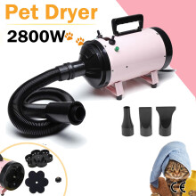 Pet Hair Dryer for Dogs - 2800W Low-Noise High-Velocity Grooming Blow Dryer with 3 Nozzles, 25-50 m/s, 35/70C, 8.2ft Hose