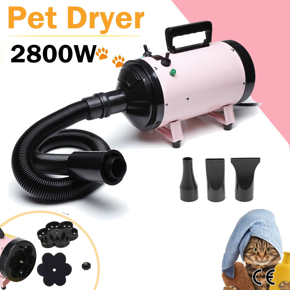 Pet Hair Dryers for Dog Grooming Hairdryer Blower Low Noise 2800W High Velocity Dryer Speed Adjustable with 3 Nozzles