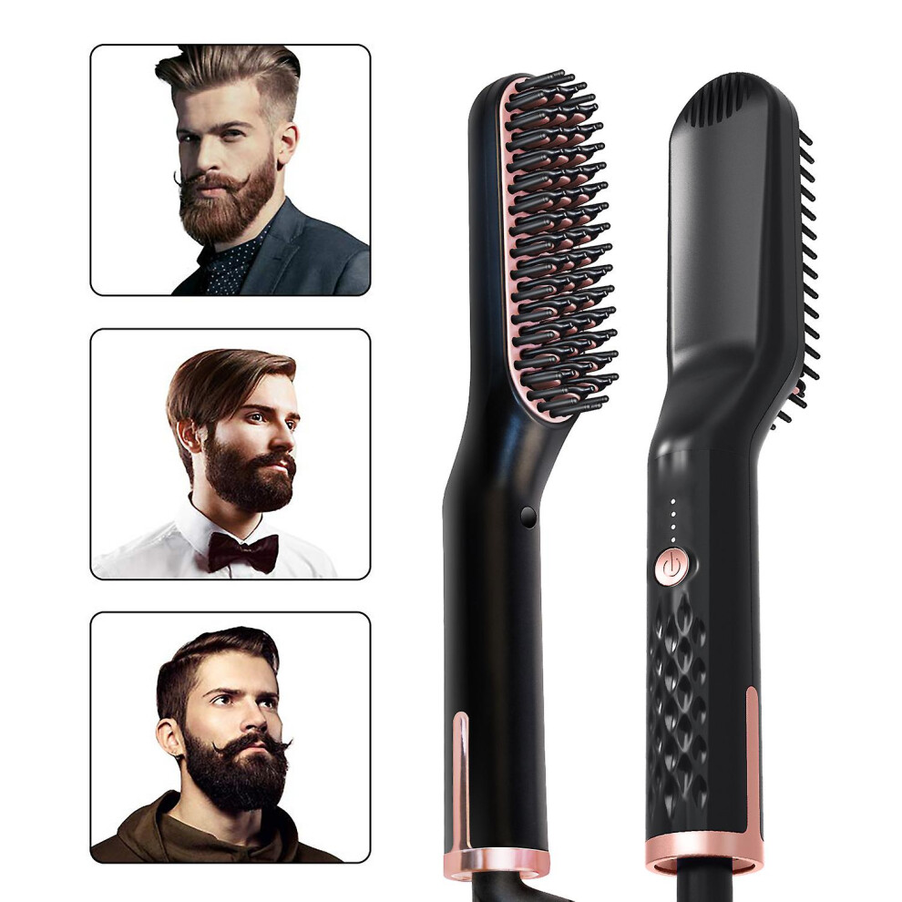 Men Beard Straightener Hot Heating Comb Electric Hair Brush Mutifunctional Hair Comb Smoothing Iron Hair Straightening Brush--