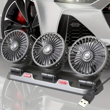 (5V) Car Fan Multi-functional Small Air Conditioner Fan, 5V/USB Three-head Fan With Large Air Volume - Suitable For Family Cars