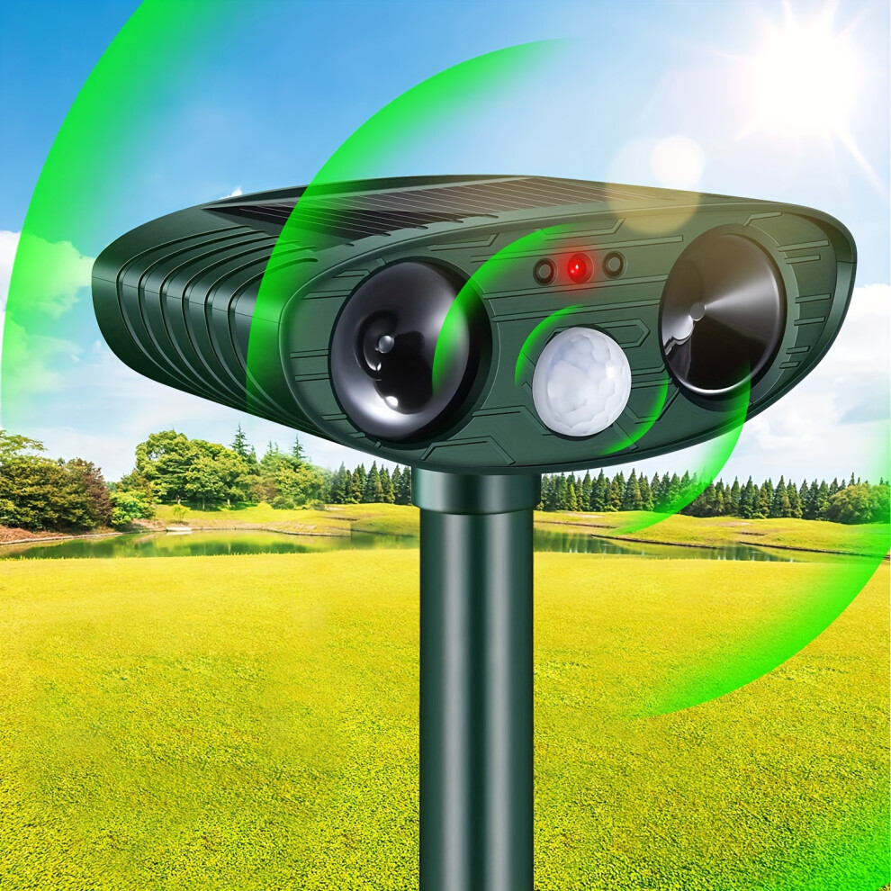 Yetp Star (Green) Solar Ultrasonic Animal Repellent - Motion Detector Pest Control For Lawn And Garden