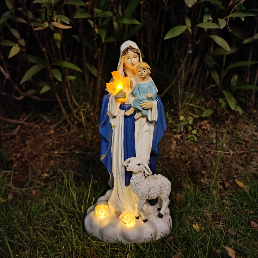 Yetp Star (Virgin Mary With Baby Jesus) Solar-Powered Outdoor Statue With Warm 11.6 Inches White/Light