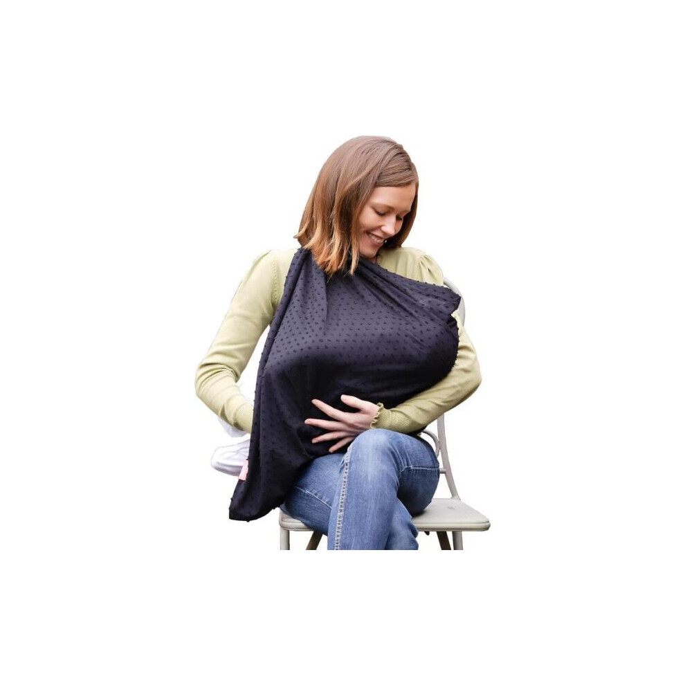 Nursing And Breastfeeding Cover Scarf Lightweight 100% Cotton Black Mamascarf