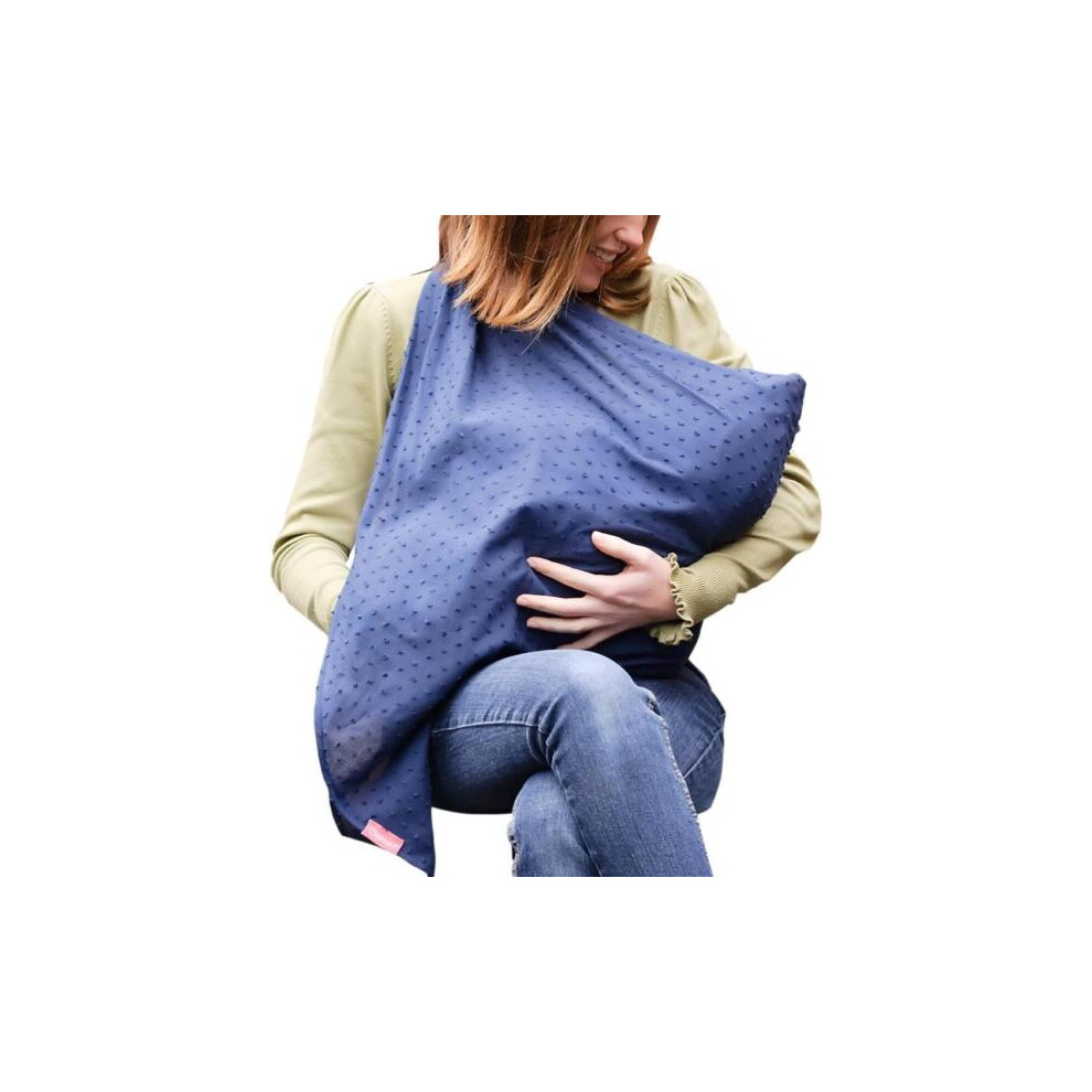 Nursing And Breastfeeding Cover Scarf Lightweight 100% Cotton Navy Mamascarf